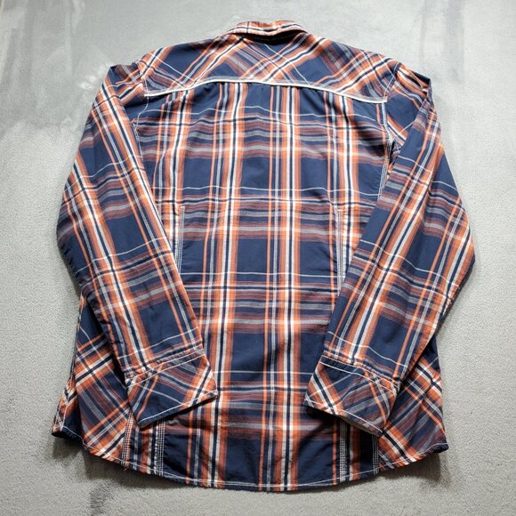 BKE Athletic Fit Long Sleeve Button Up Plaid Shirt Navy Burnt Orange Men Sz XL - Picture 2 of 12
